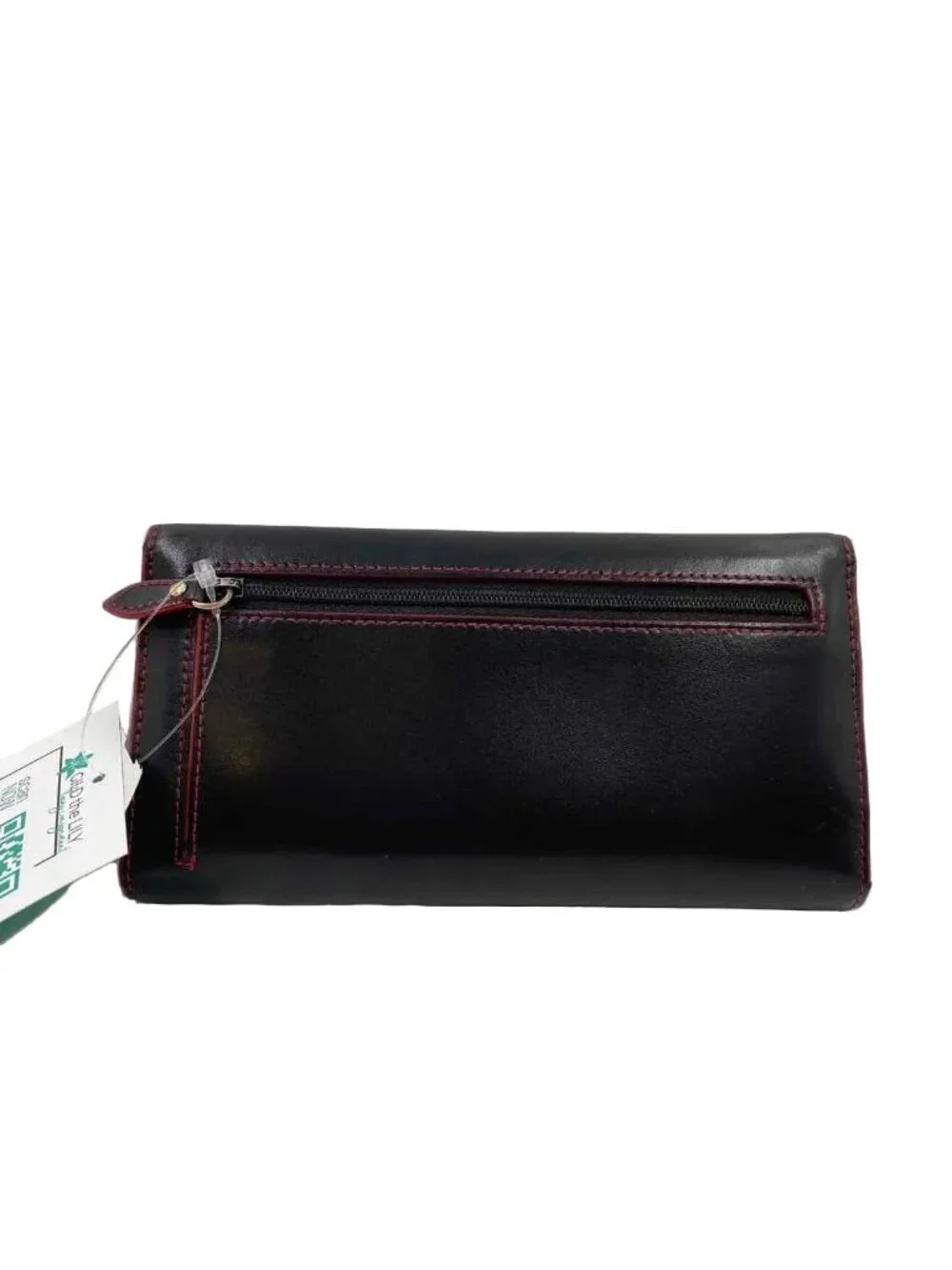 LODIS Black Leather Wallet Trifold Women's Red Lining RFID